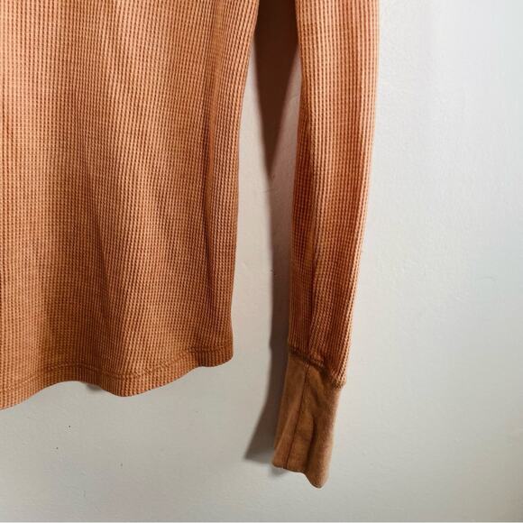 Aerie American Eagle Tan Orange Thin Waffle Knit Long Sleeve Thermal Top Small - Picture 6 of 8